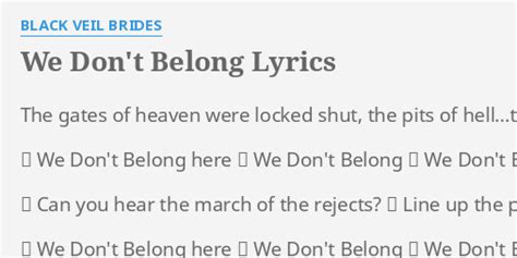 black veil brides we don't belong lyrics|we don't belong lyrics black veil.